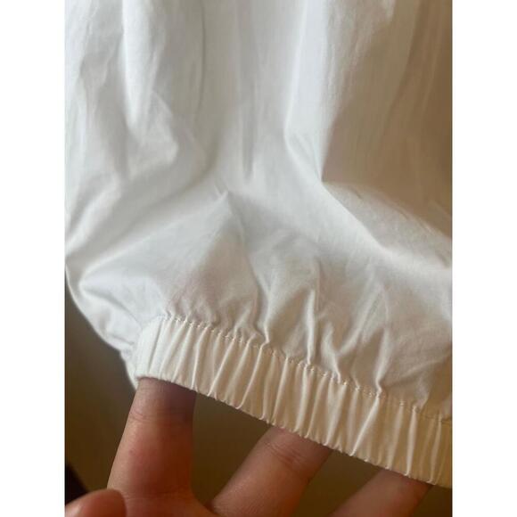 Trina Turk White Floral Embroidery 3/4 Sleeve Split Neckline Tunic Blouse Medium - Picture 9 of 12